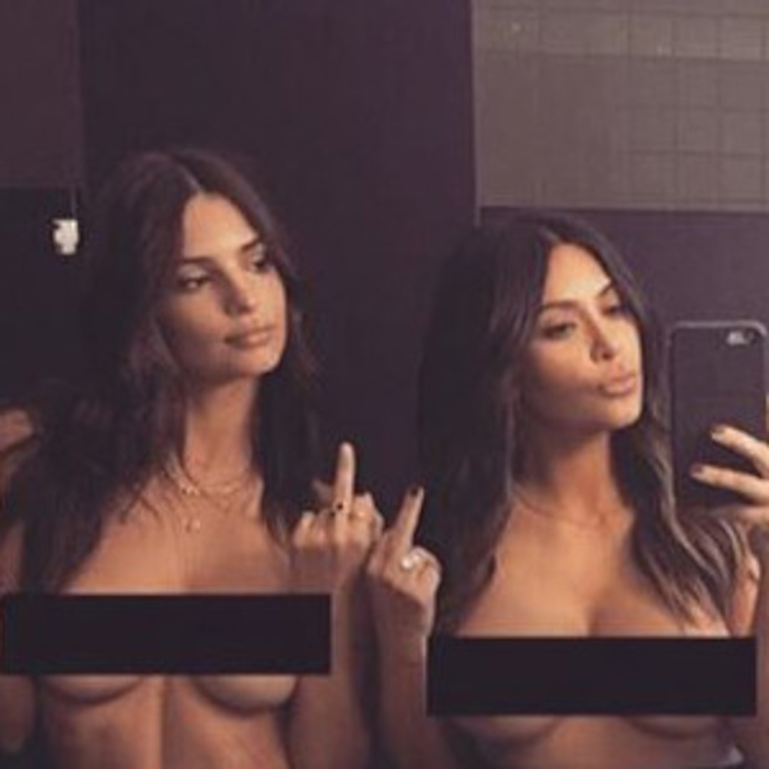 Kim Kardashian & Emily Ratajkowski Pose Topless and Recreate Controvers...