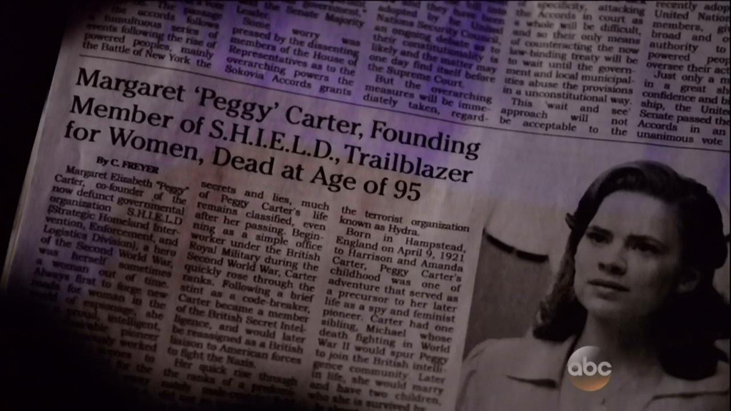 Agents of S.H.I.E.L.D., Agent Carter obituary