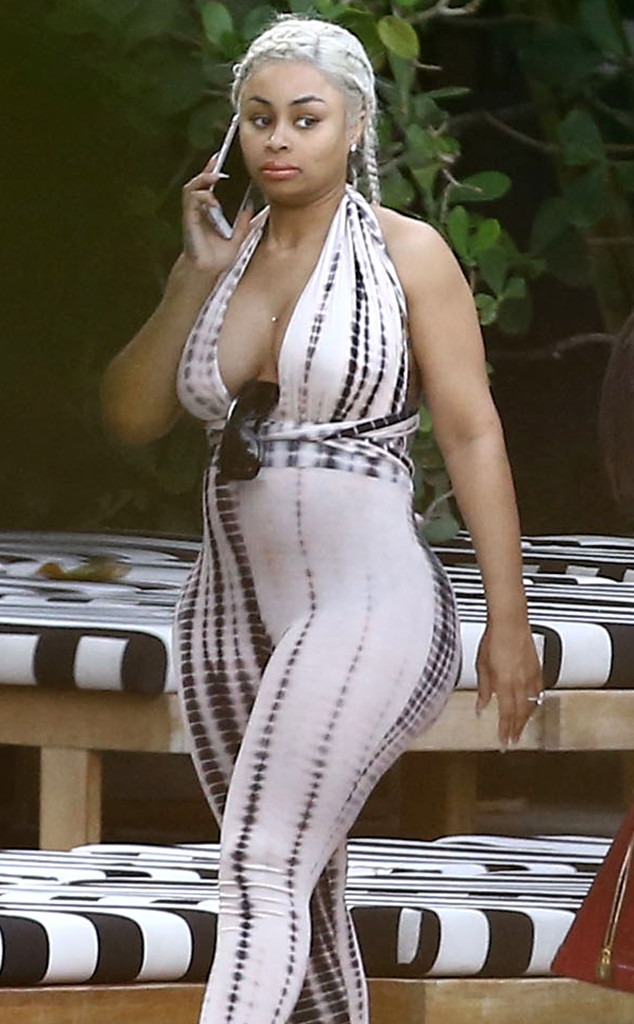 Pregnant Blac Chyna Sports Tie Dye Jumpsuit While Relaxing By The