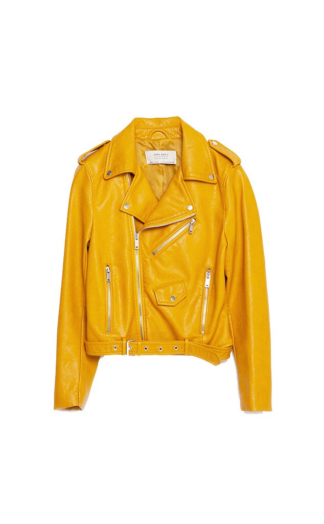 mustard biker jacket zara