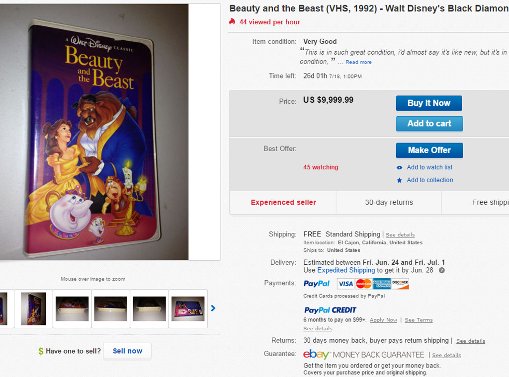 beauty and the beast vhs 1992 ebay