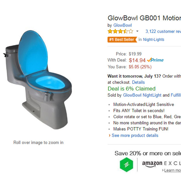 GlowBowl GB001 Motion Activated Toilet Nightlight (1 Pack) 