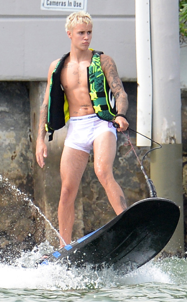 Justin Bieber Strips Down to His Wet Calvin Klein Underwear
