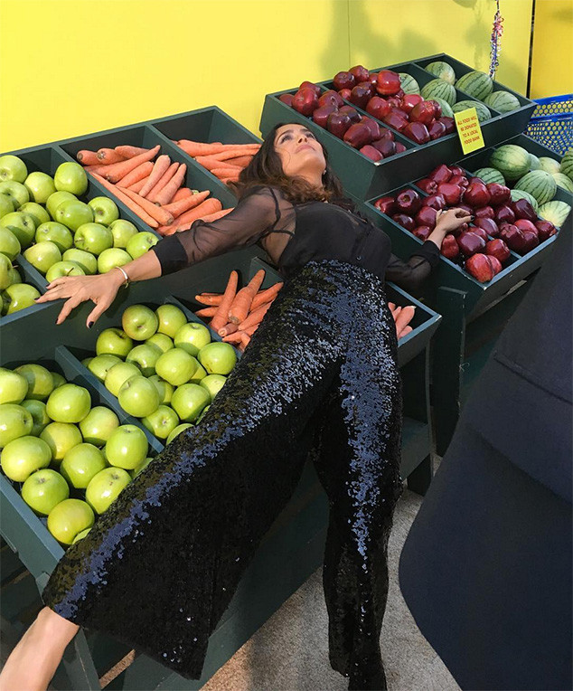 Salma Hayek Sequin Pants at Sausage Party Premiere 2016