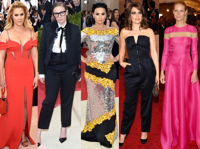 Met Gala, Tina Fey, Amy Schumer, Lena Dunham, Gwyneth Paltrow, Demi Lovato