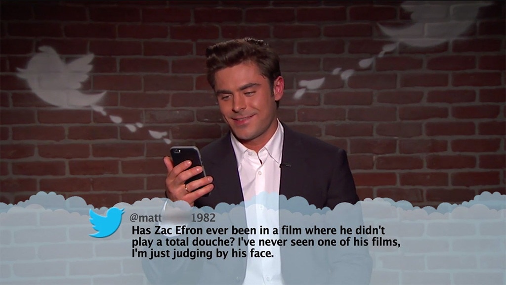 Zac Efron from Celebrity Mean Tweets From Jimmy Kimmel Live! E! News
