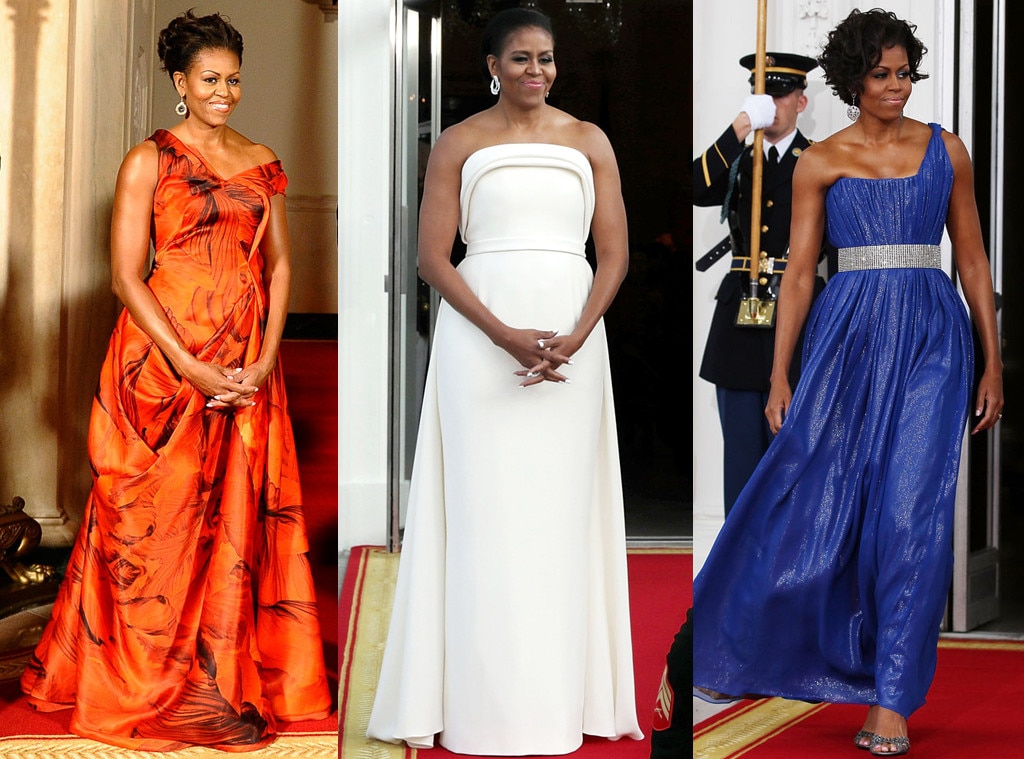 Michelle Obama's State Dinner Style Rewind: All the Colors, Cuts and ...