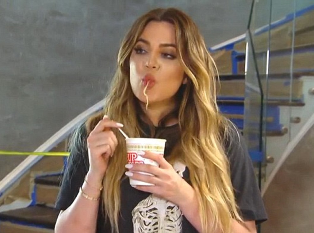 Khloe Kardashian From Celebrities Eating Noodles E News 