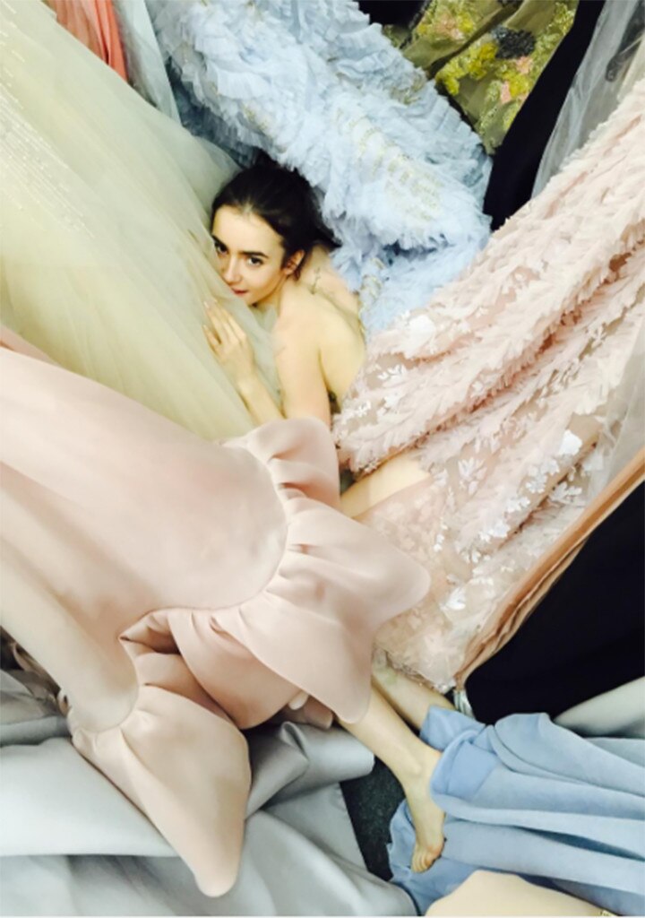 Lily collins outlet rainbow dress