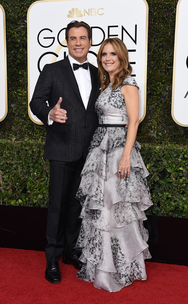 John Travolta, Kelly Preston, 2017 Golden Globes, Couples