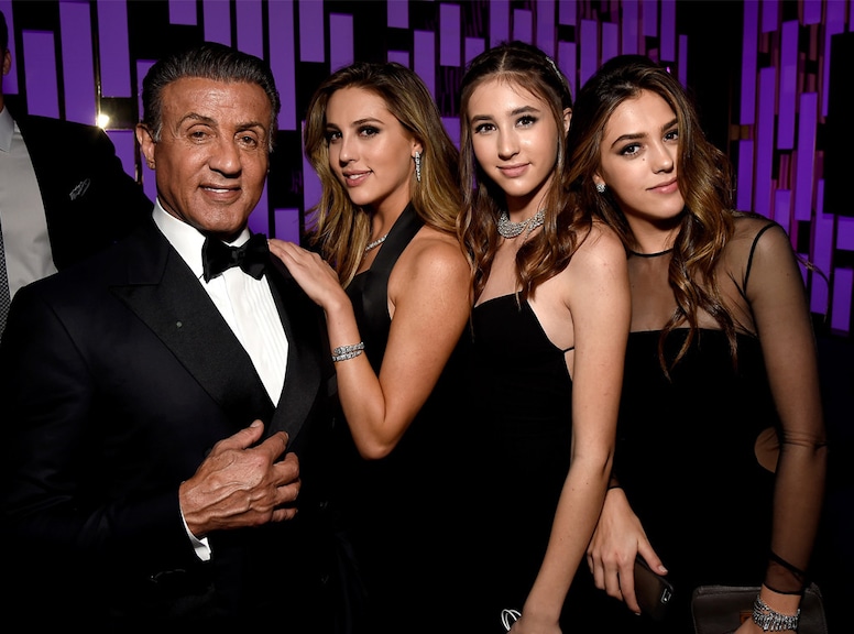 Sylvester Stallone, Scarlet Rose Stallone, Sophia Rose Stallone, Sistine Rose Stallone, Golden Globes 2017 Party Pics, Instyle 