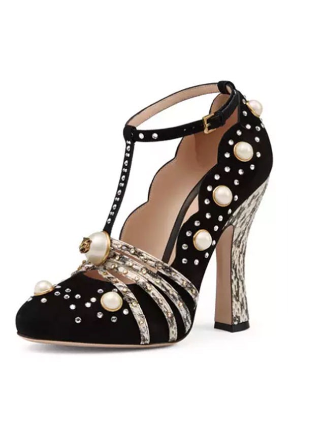 pearl embellished shoes