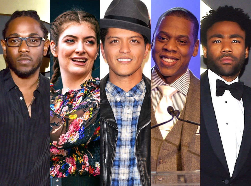 Childish Gambino, Jay Z, Lorde, Kendrick Lamar, Bruno Mars