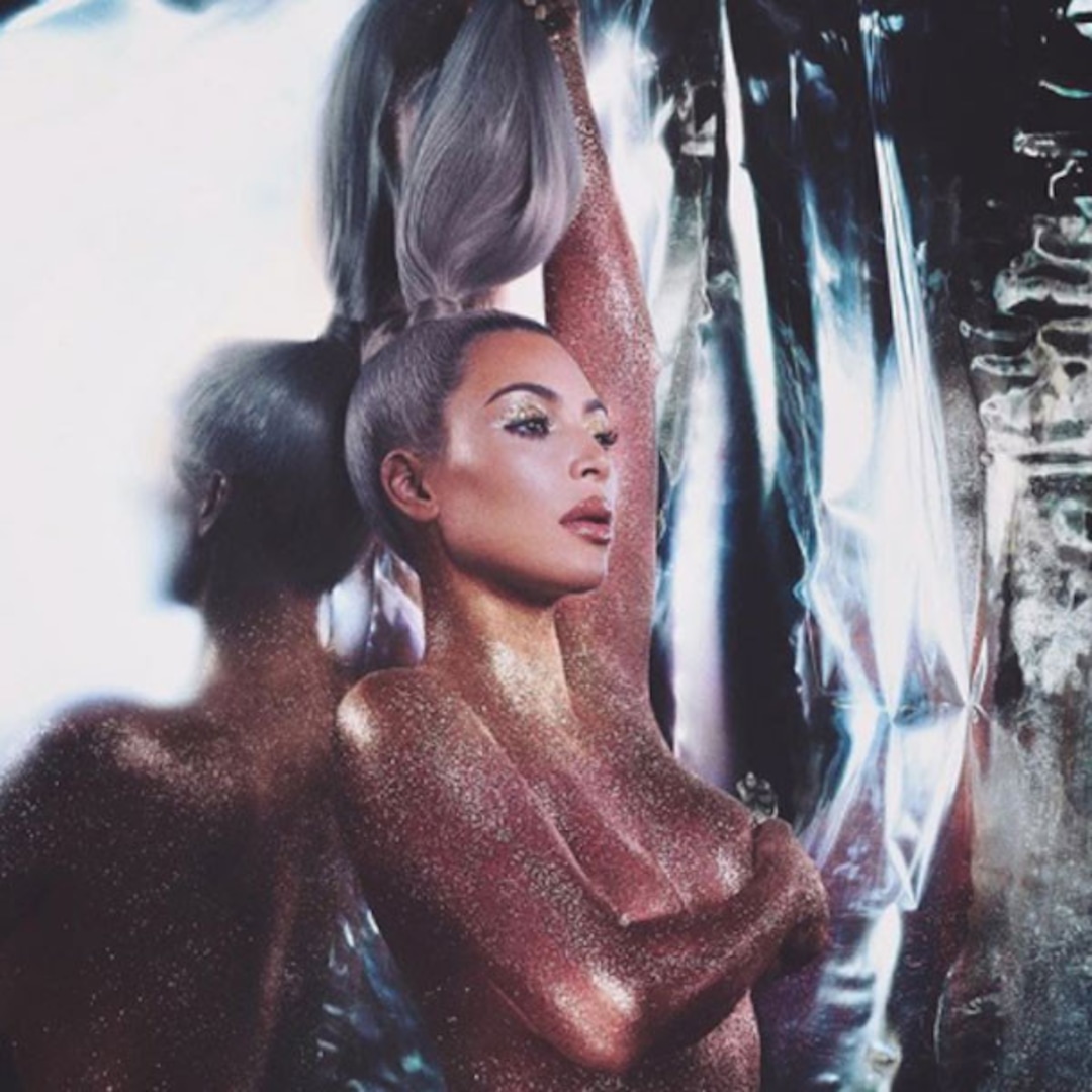 Naked Kim Kardashian Is Covered in Glitter for KKW Beauty 