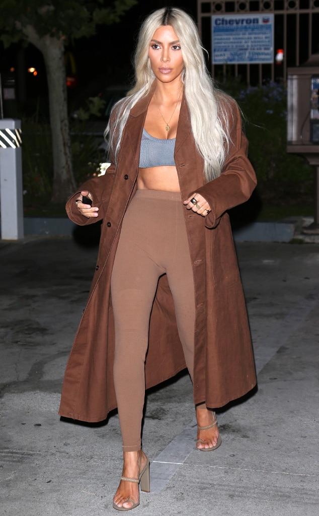 Cool In A Coat From Kim Kardashian Wears 9 Yeezy Outfits In One Day E