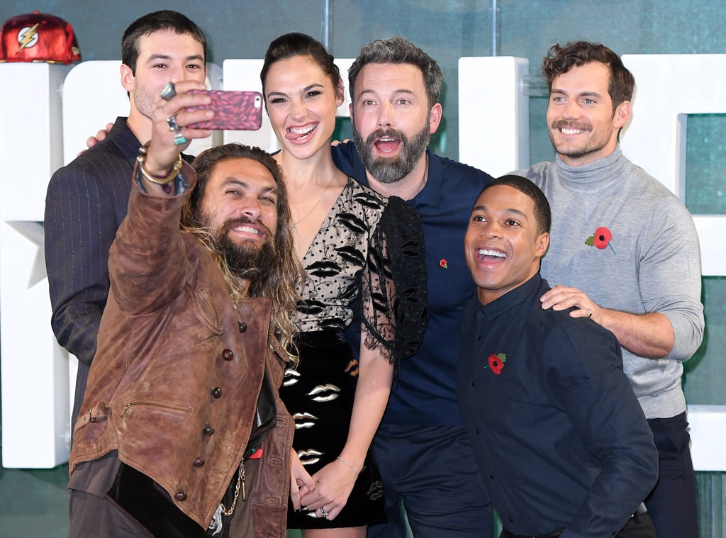 Jason Momoa, Ezra Miller, Gal Gadot, Ben Affleck, Ray Fisher & Henry ...