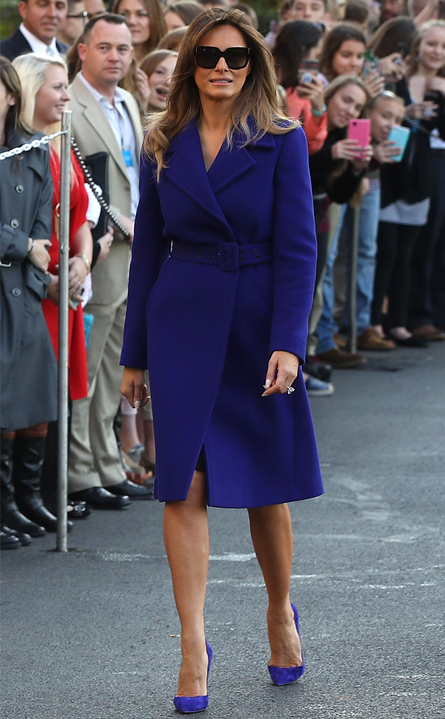 Melania: Blue Coat Dress from Kate Middleton vs. Melania Trump: The ...