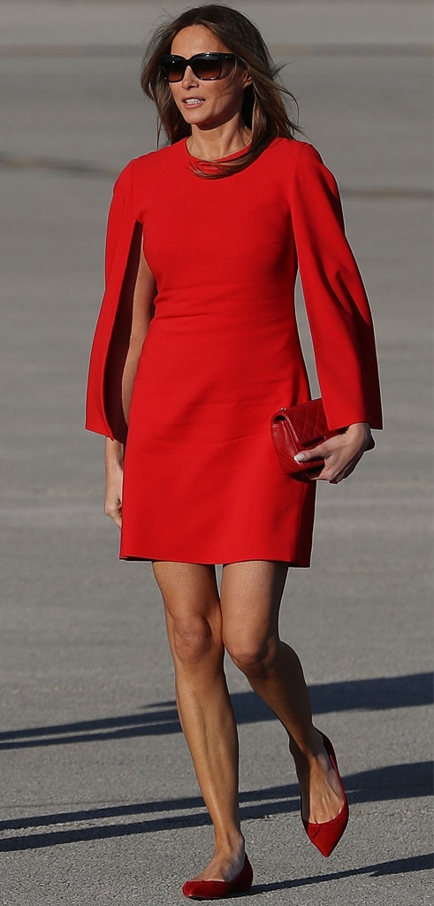 Melania in red clearance dress