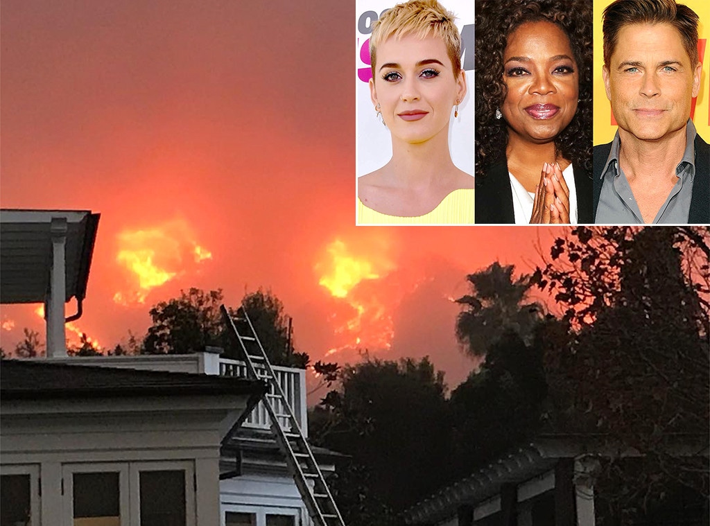 Santa Barbara wildfires, Rob Lowe, Katy Perry, Oprah Winfrey