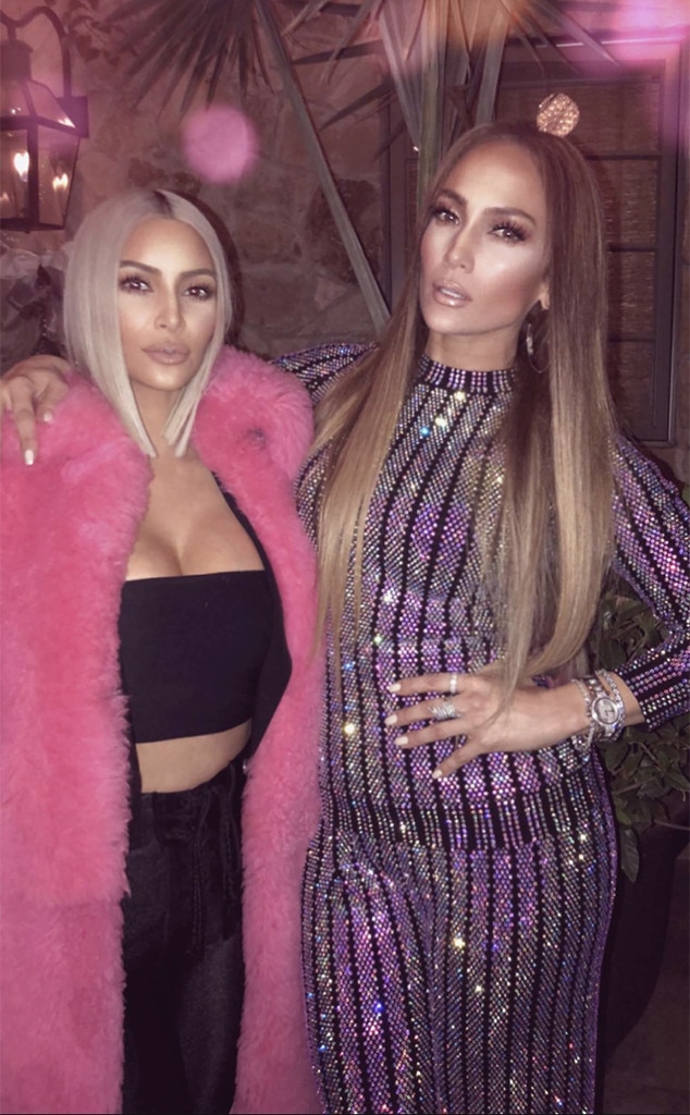 Kim Kardashian and Jennifer Lopez from Kardashians at Jennifer Lopez's Taco Wednesday Party E