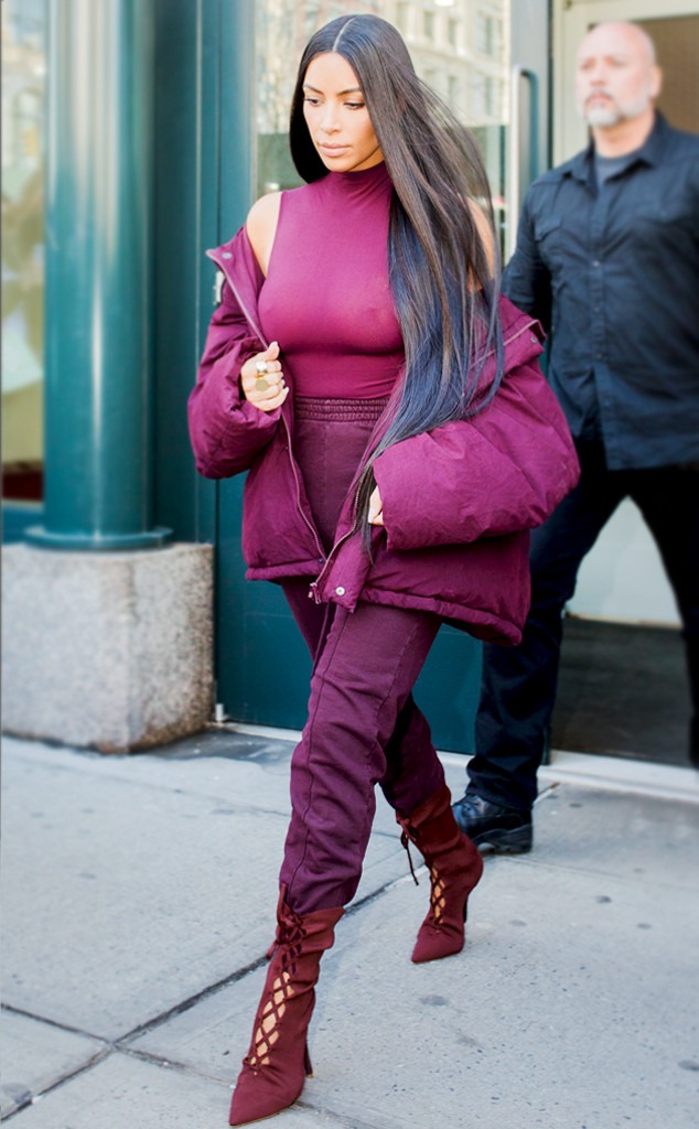 kim kardashian burgundy outfit