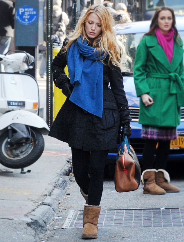 Blake Lively Gets Cozy for Fall in Brown Leather Platform Uggs – Footwear  News