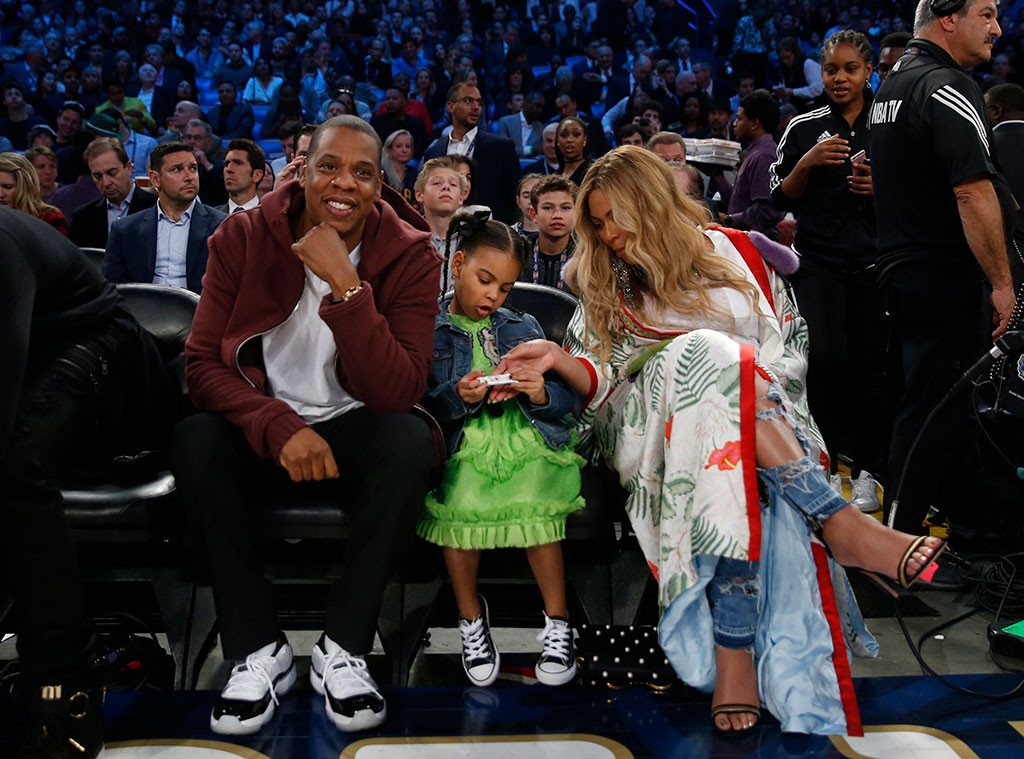 Beyonc Jay Z and Blue Ivy Carter Sit Courtside at NBA 