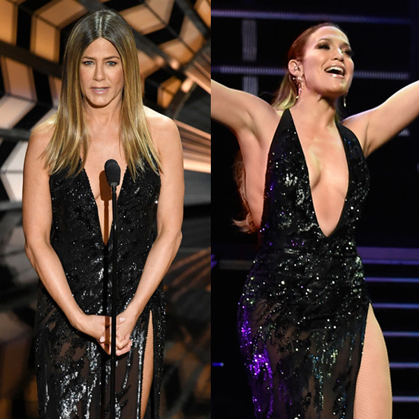 Jennifer Aniston Celebrity Cartoon Porn - Jennifer Aniston Wore the Same 2017 Oscars Dress as Jennifer Lopez - E!  Online