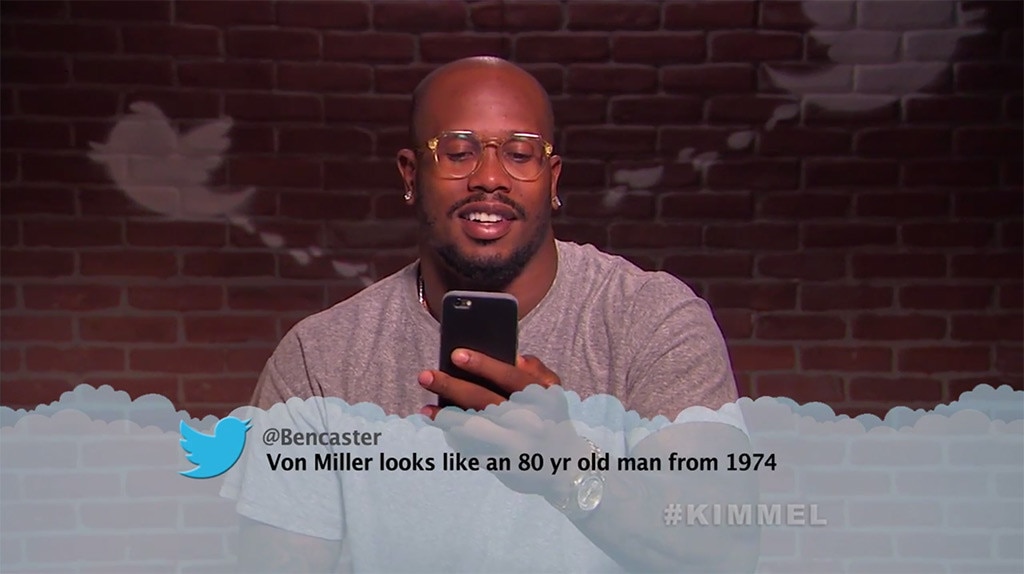 Von Miller From Celebrity Mean Tweets From Jimmy Kimmel Live E News 