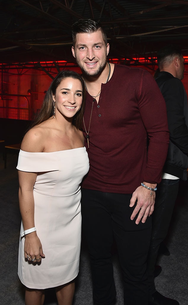 Aly Raisman & Tim Tebow from Celebs at Super Bowl 2017  E 