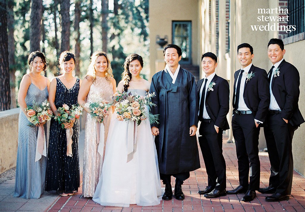 Steven Yeun and his wife Joana Pak on their wedding ceremony