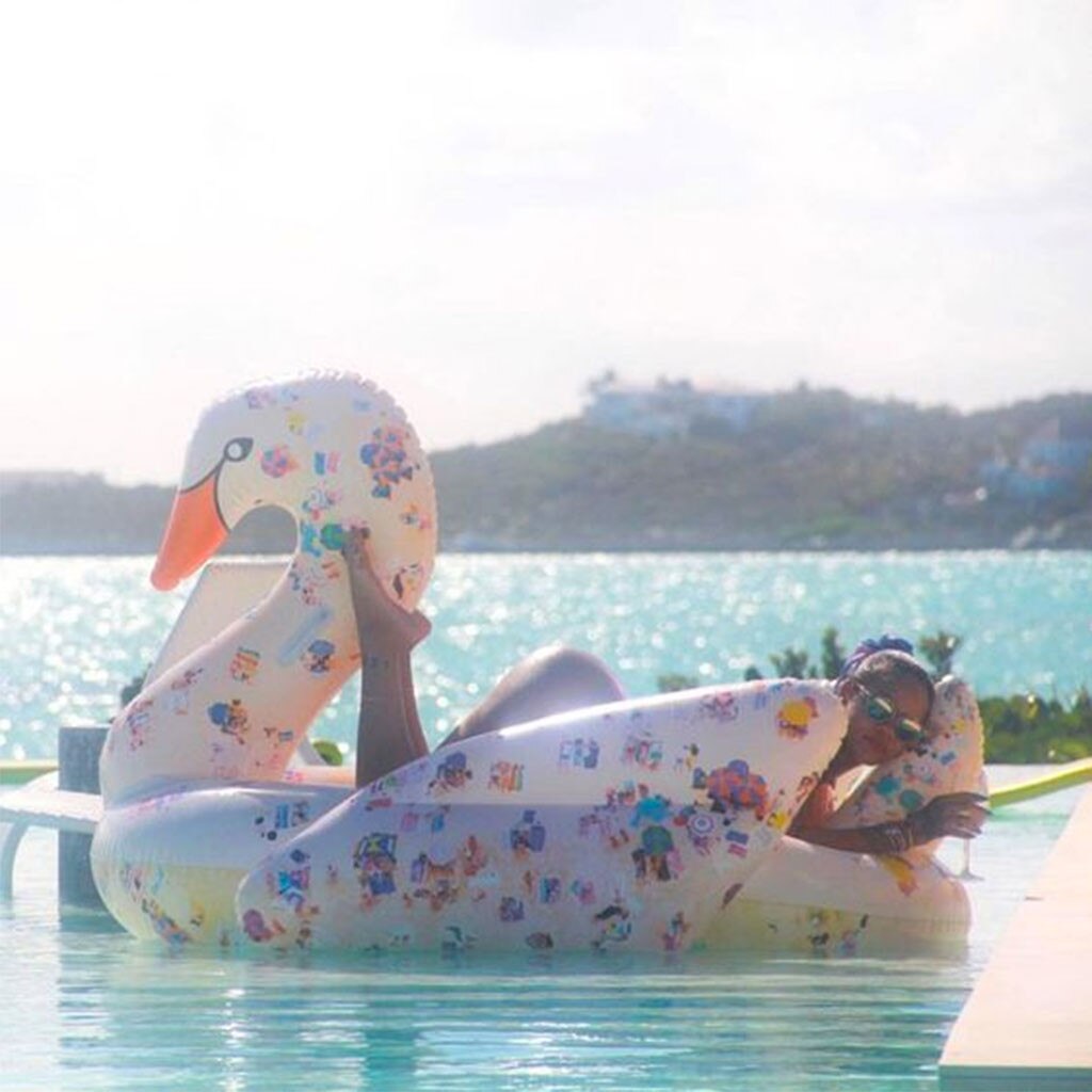 Rihanna From Stars Riding Giant Inflatable Pool Toys E News