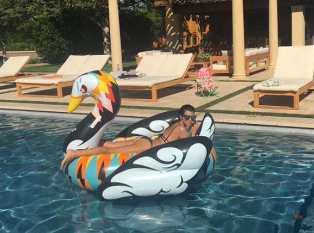Kourtney Kardashian From Stars Riding Giant Inflatable Pool Toys E News