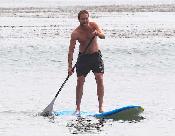 Robert Pattinson Shirtless Pictures Paddleboarding 