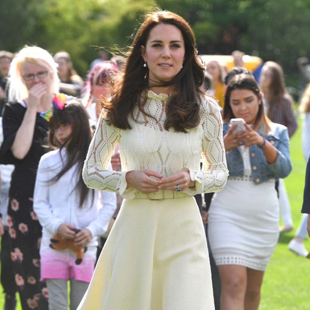 Kate Middleton Wears a Favorite Lace Dress at Kids' Party at Palace Kate Middleton Wears a Favorite Lace Dress at Kids' Party at Palace