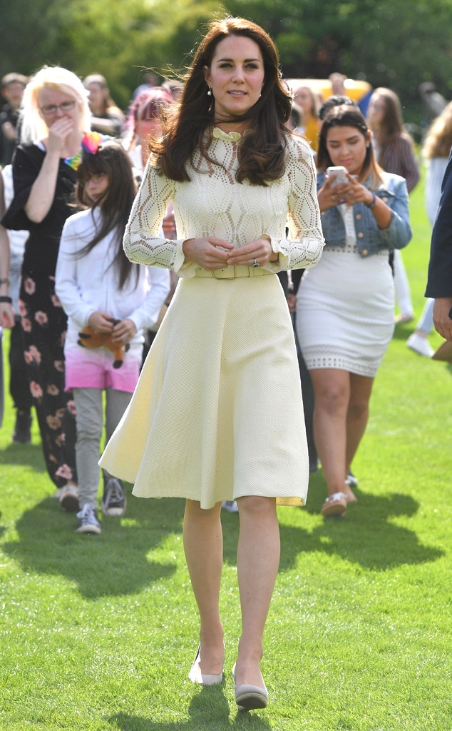 Kate Middleton Wears a Favorite Lace Dress at Kids' Party at Palace Kate Middleton Wears a Favorite Lace Dress at Kids' Party at Palace