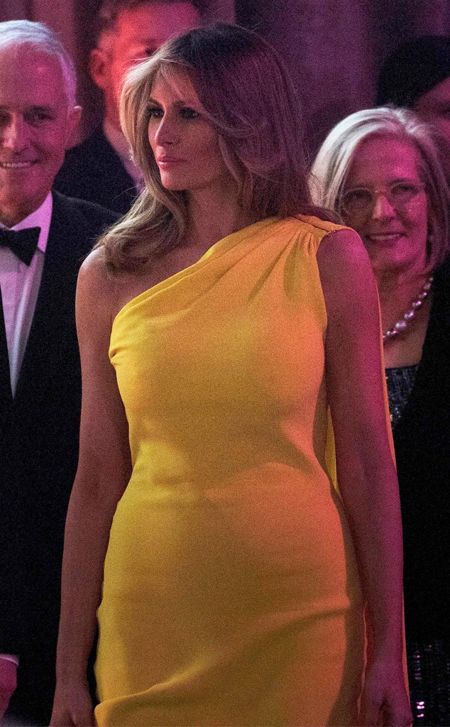 Melania Trump Stuns in Yellow Gown at Dinner With Australian PM Melania Trump Stuns in Yellow Gown at Dinner With Australian PM