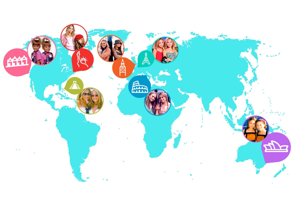 World Map, Mary Kate Olsen, Ashley Olsen