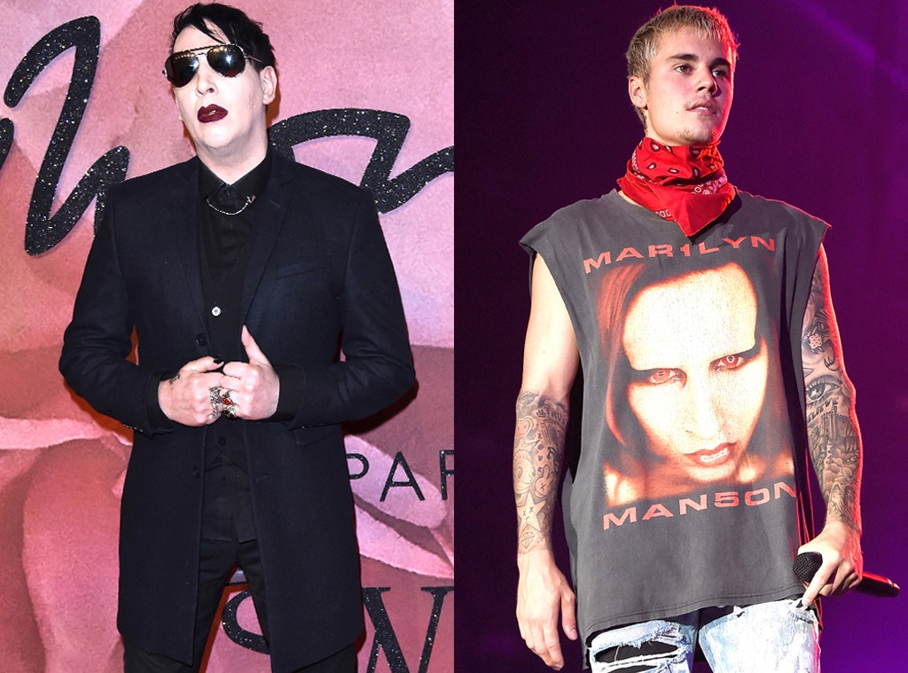 Justin Bieber Apologizes To Marilyn Manson Over T Shirt Drama E Online