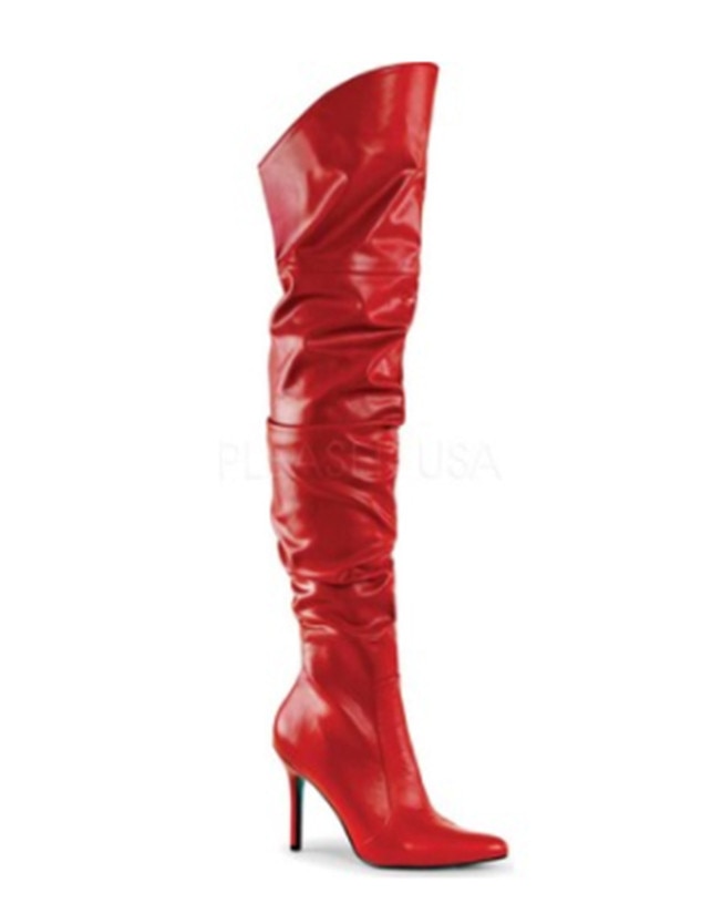 red over the knee boots leather