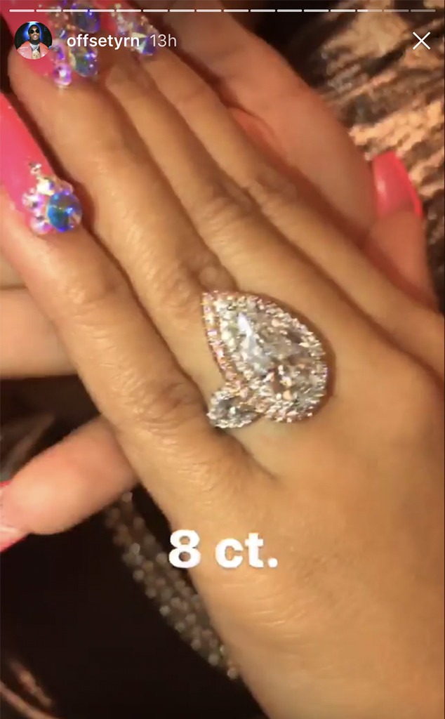 Cardi B Flashes Her Enormous 8 Carat Engagement Ring E News 