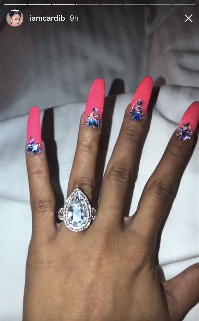 Cardi B Flashes Her Enormous 8Carat Engagement Ring E! News