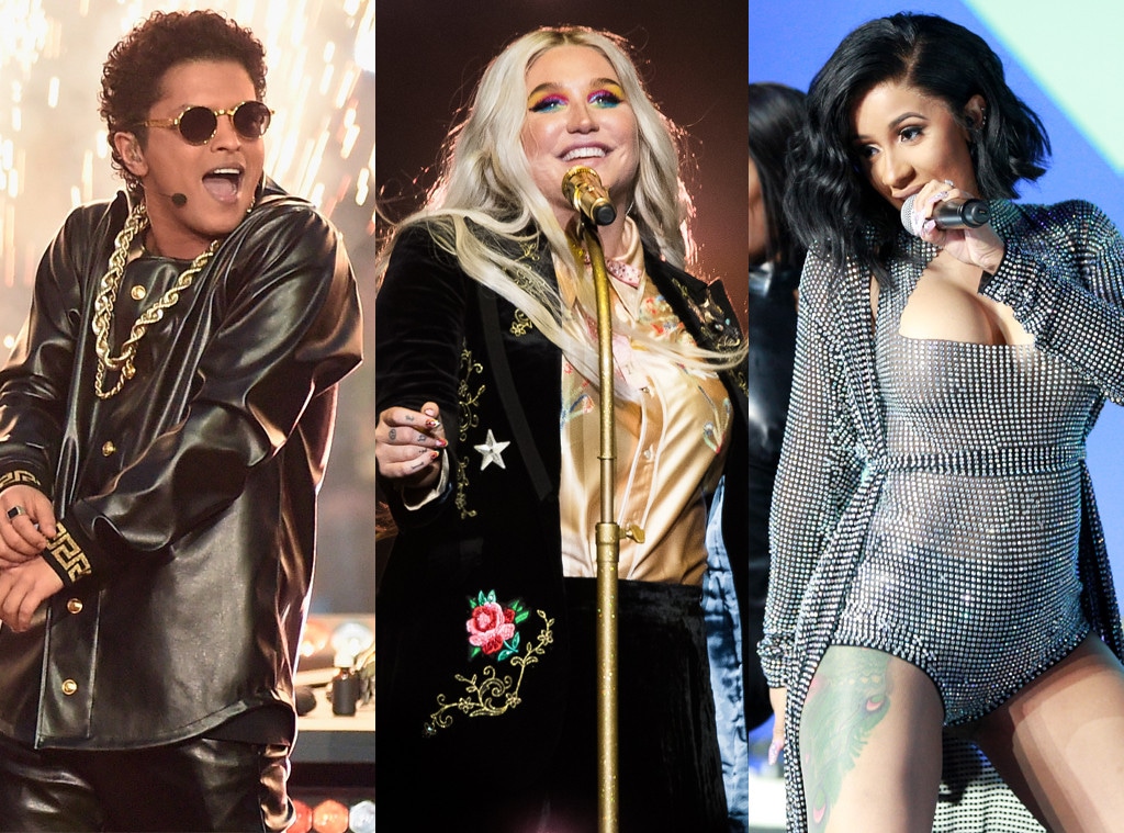 Bruno Mars, Kesha, Cardi B