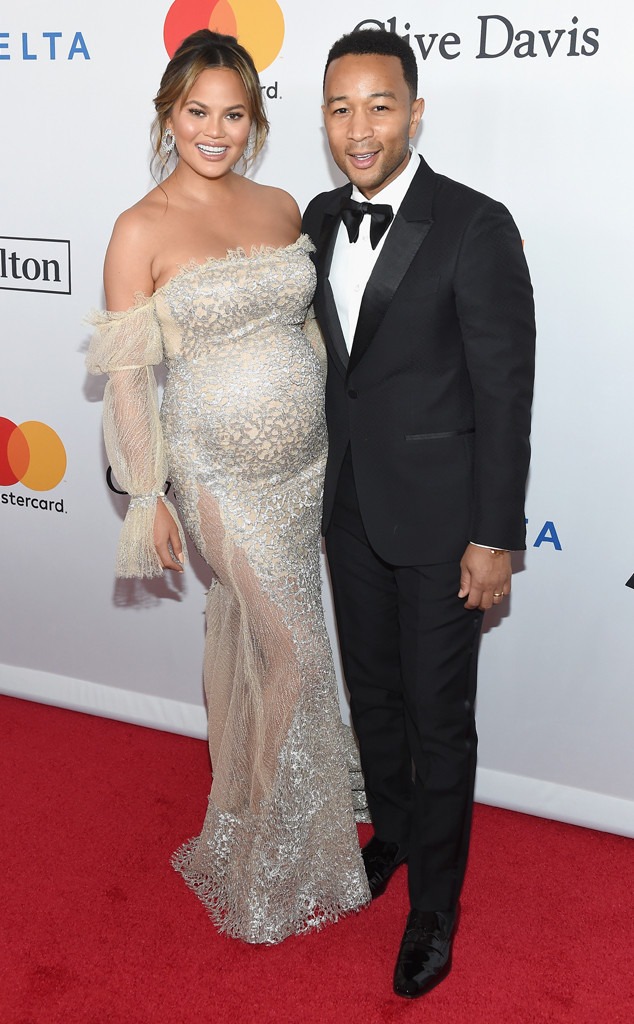 Chrissy Teigen, John Legend, 2018 Pre-Grammy Gala
