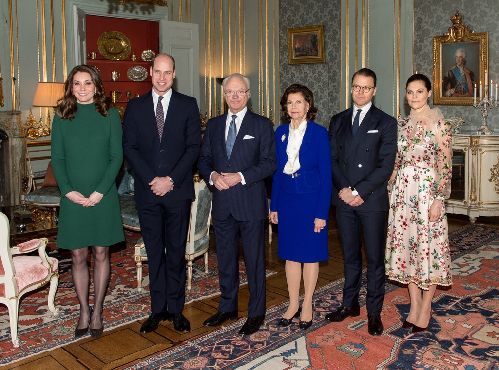 Kate Middleton, Prince William, King Carl XVI Gustaf, Queen Silvia, Prince Daniel, Duke of Vastergotland, Princess Victoria 