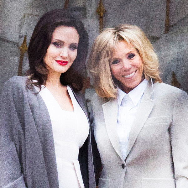 Angelina Jolie meets with French First Lady Brigitte Macron in