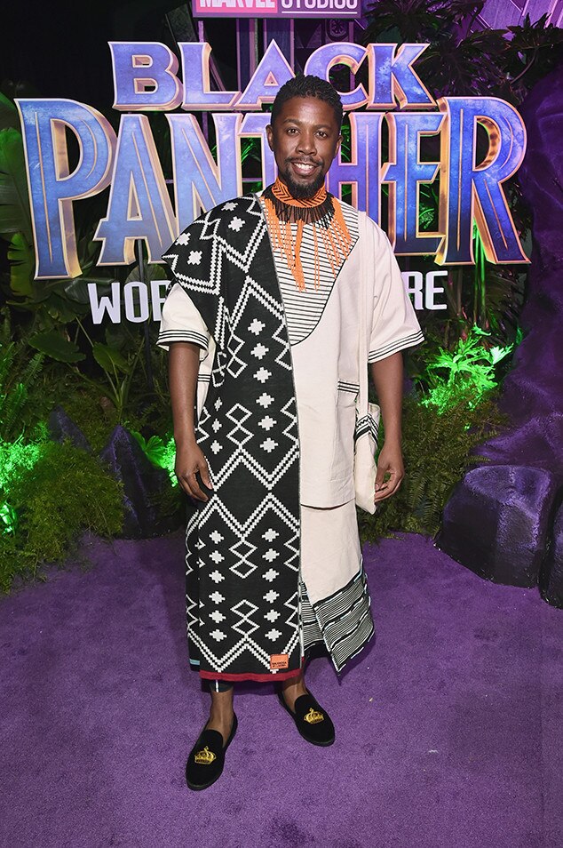 Atandwa Kani from Black Panther's Hollywood Premiere E! News