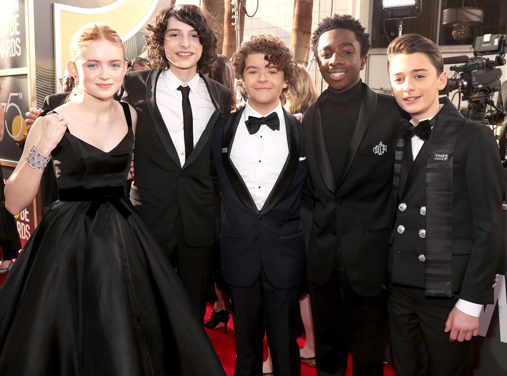 Sadie Sink, Finn Wolfhard, Gaten Matarazzo, Caleb McLaughlin, Noah Schnapp, 2018 Golden Globes