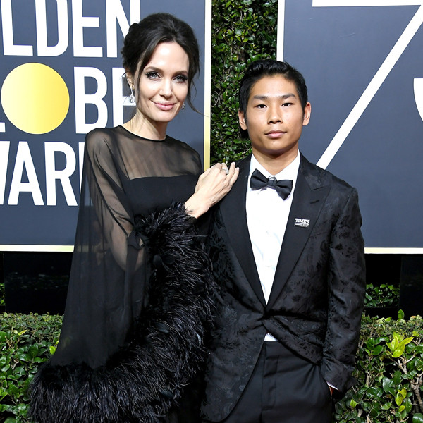 Angelina Jolie and Son Pax Jolie-Pitt Hit the 2018 Golden Globes