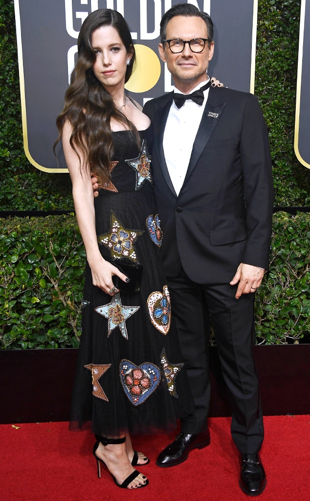 Christian Slater, Brittany Lopez, 2018 Golden Globes, Couples